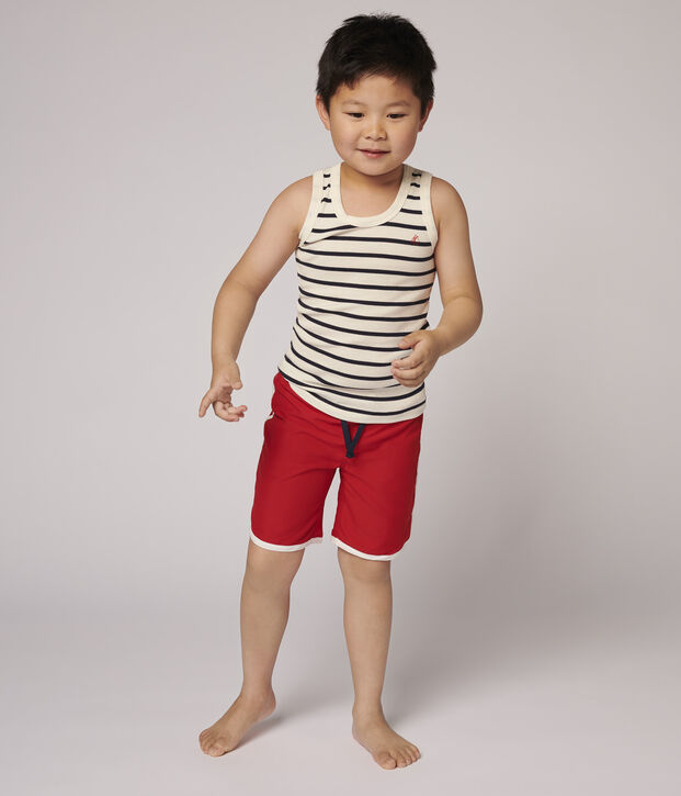 Short de bain recycl&eacute; enfant gar&ccedil;on rouge