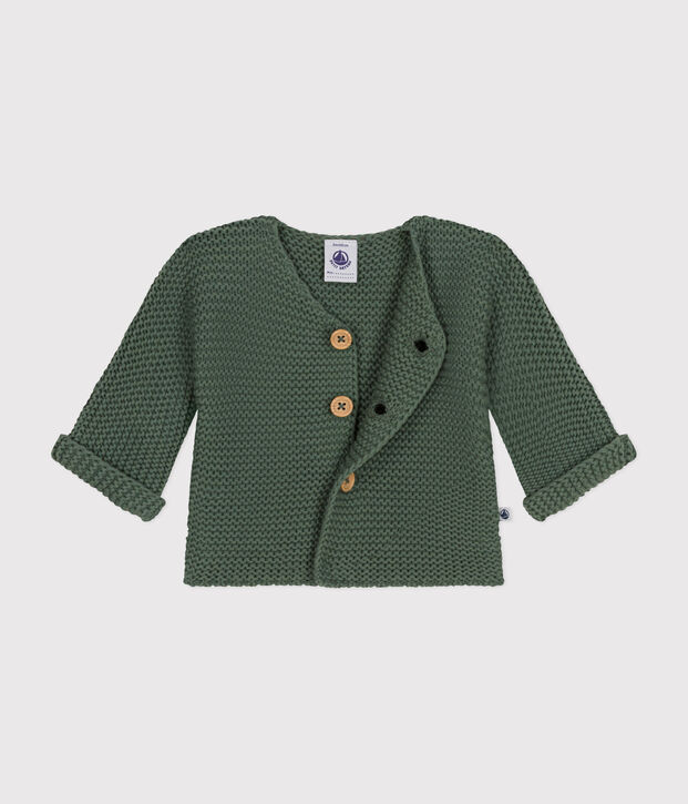 Cardigan en tricot point mousse b&eacute;b&eacute; vert