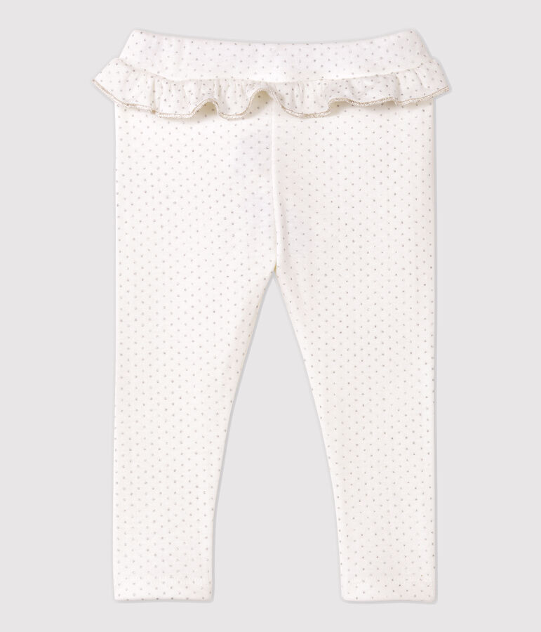 Legging en coton b&eacute;b&eacute;. blanc MARSHMALLOW/gris ARGENT