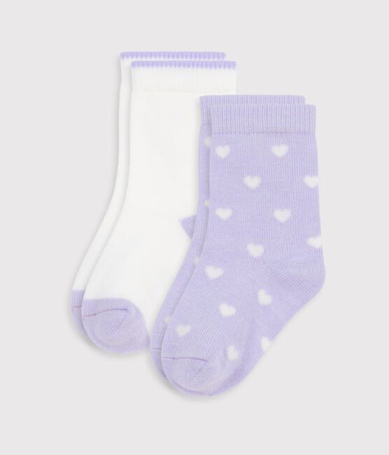 2 paires de chaussettes bébé en coton imprimé cœurs variante 1