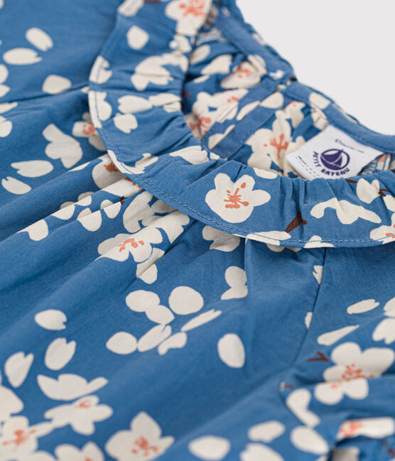Blouse manches courtes en popeline bébé bleu BEACH/ MULTICO