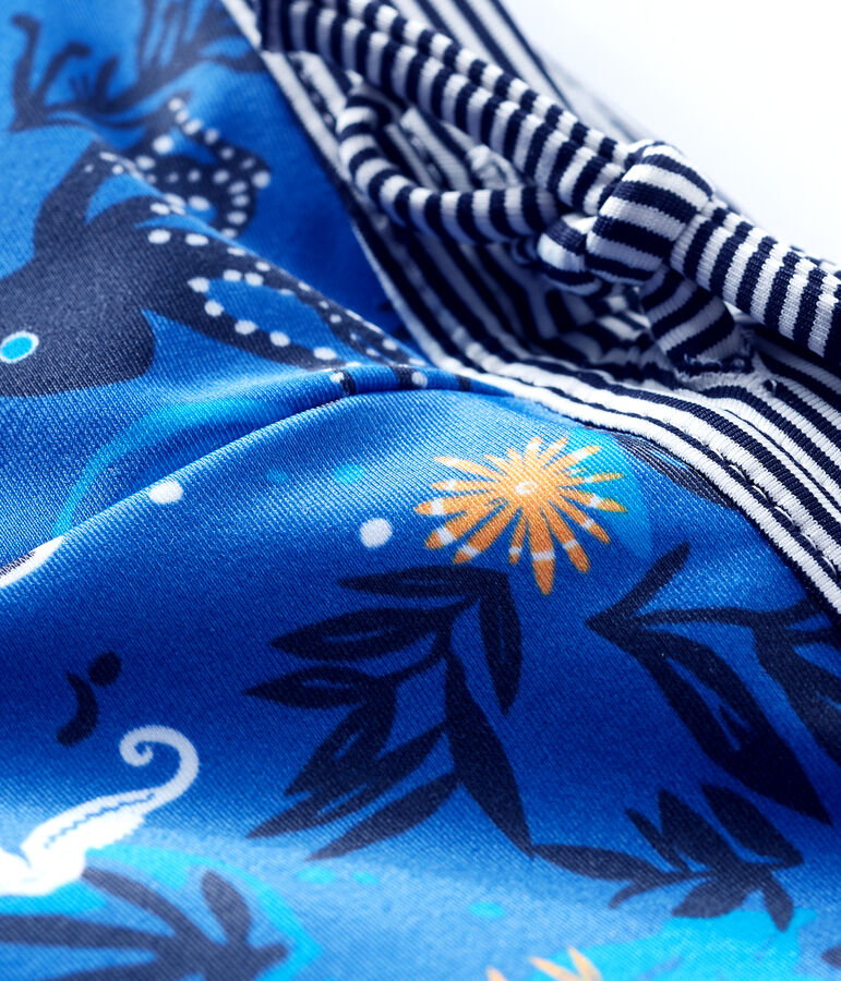Milieuvriendelijk zwemshort babyjongen blauw SURF/wit MULTICO