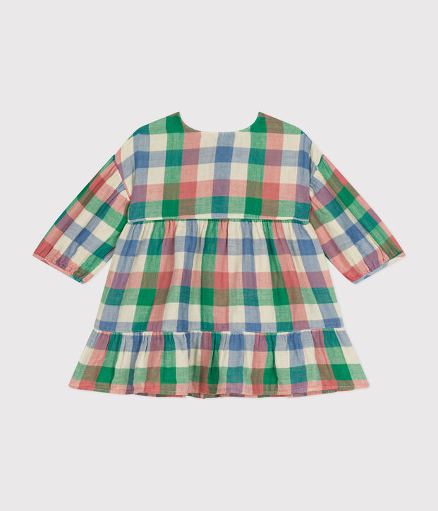 Babyjurkje met lange mouw van luchtig katoen ecru/multicouleur