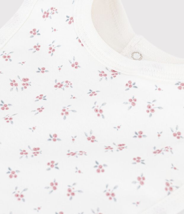 Katoenen slabbetje met print voor baby's wit/roze