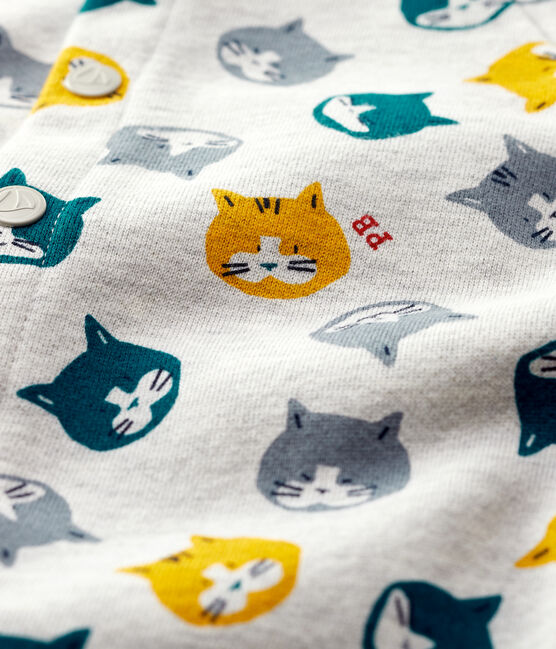 Combinaison en molleton bébé. gris BELUGA/blanc MULTICO