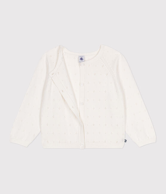 Cardigan enfant coton point fantaisie blanc MARSHMALLOW