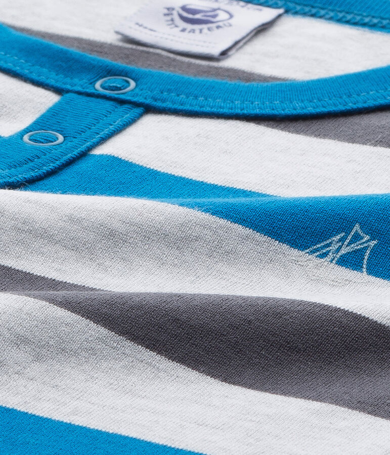 Pyjama gar&ccedil;on en jersey ray&eacute; gris/gris/gris