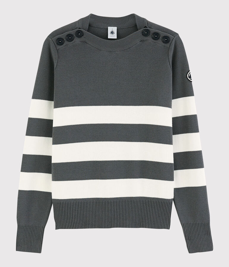 Pull marin en coton Femme gris/blanc
