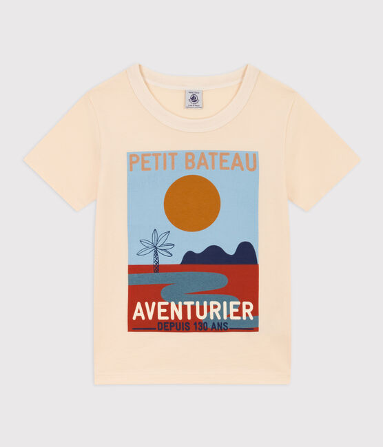Katoenen T-shirt met korte mouwen voor jongens ecru AVALANCHE