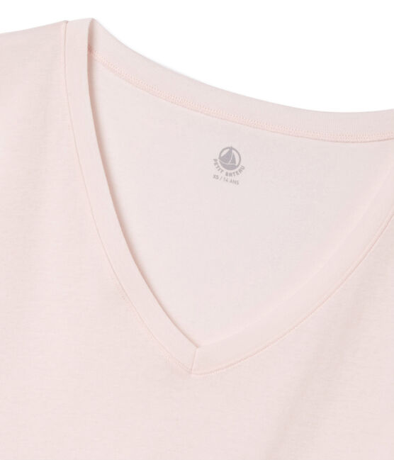 T-shirt met korte mouwen en V-hals vrouwen roze FLEUR