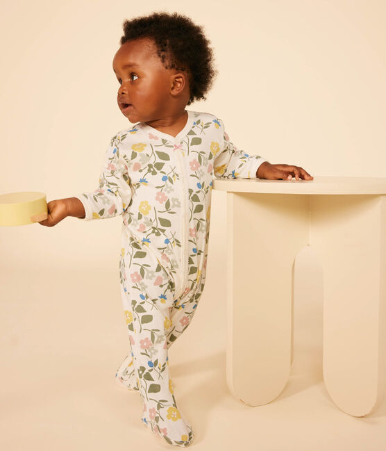 Katoenen babypyjama met bloemenprint wit AVALANCHE/ MULTICO