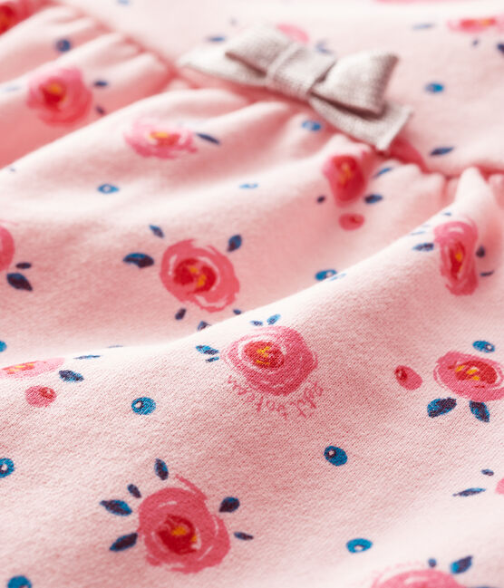 Robe manches longues bébé fille rose MINOIS/blanc MULTICO