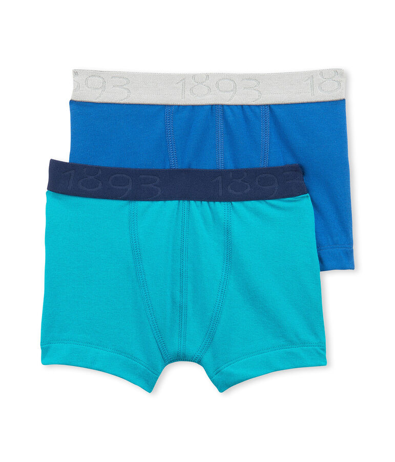 Set van twee effen jongensboxershorts in stretchjersey set .