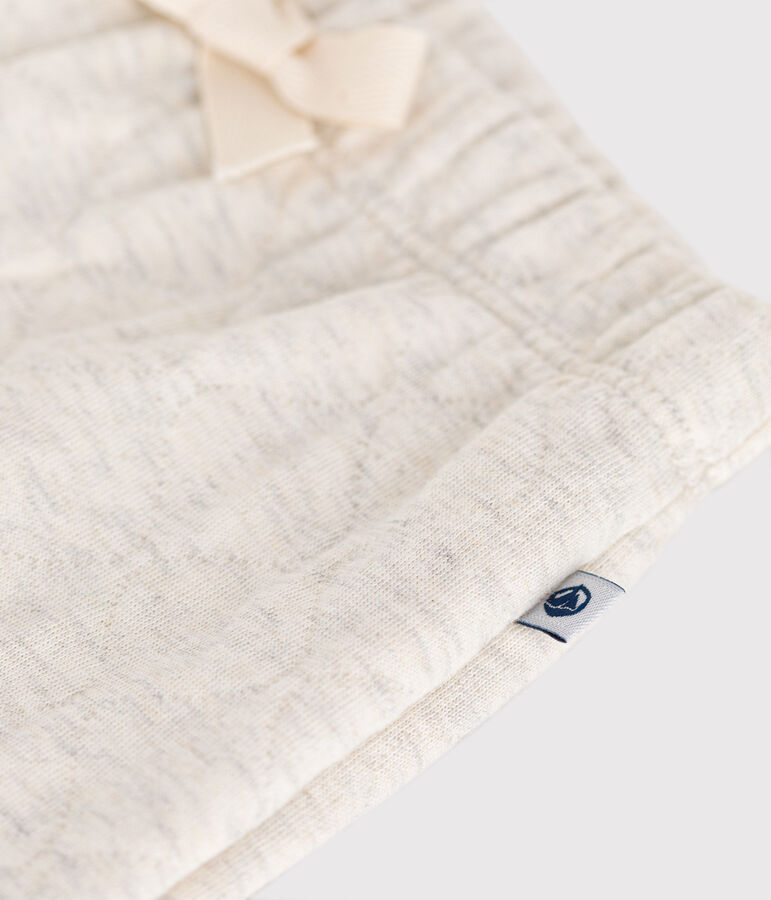 Broek in doorgestikt tubic voor baby's beige