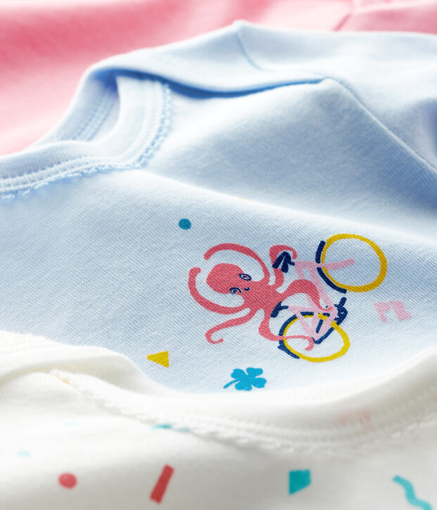 Lot de 3 bodies manches longues b&eacute;b&eacute; fille multicouleur