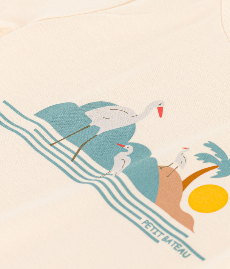 Katoenen T-shirt met print voor meisjes ecru/multicouleur