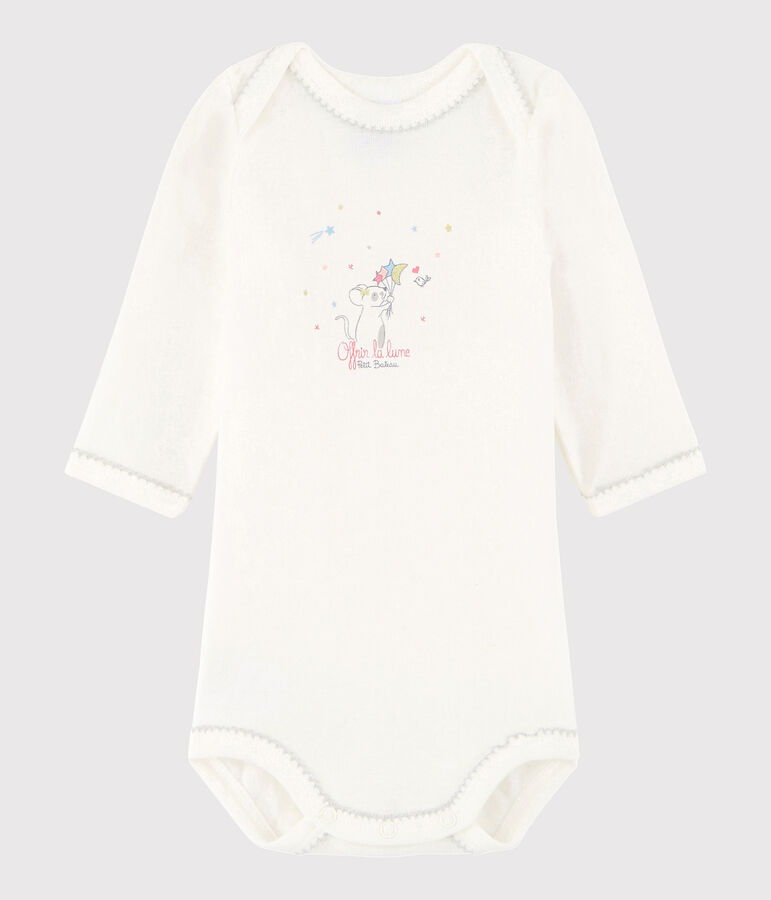 Body manches longues b&eacute;b&eacute; fille blanc Lait