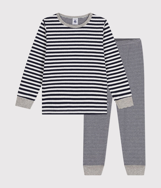Pyjama en coton rayé enfant bleu SMOKING/blanc MARSHMALLOW