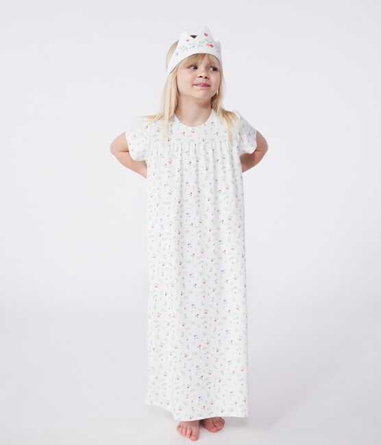 Chemise de nuit déguisement et diadème enfant en coton blanc MARSHMALLOW/blanc MULTICO