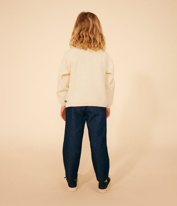 Cardigan en coton enfant fille &eacute;cru