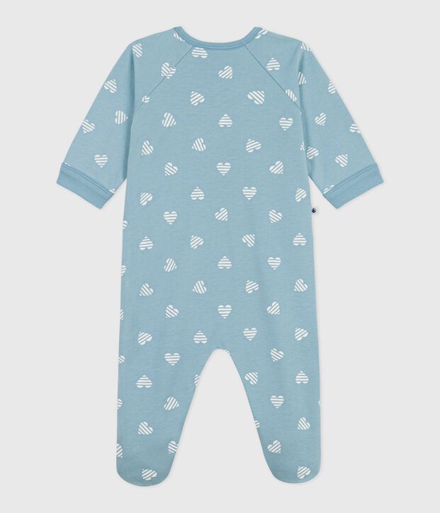 Pyjama b&eacute;b&eacute; en molleton gratt&eacute; imprim&eacute; c&oelig;urs bleu/blanc