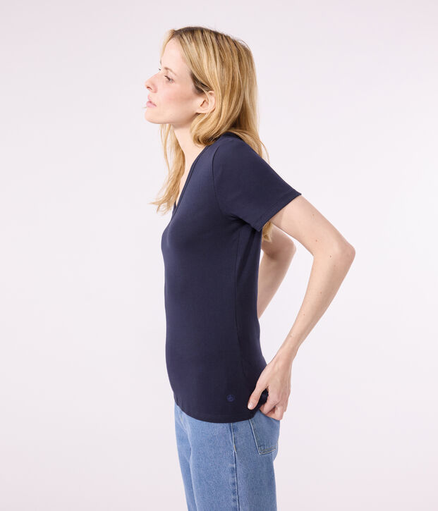L'Iconique, T-shirt met korte mouw van effen ribstof voor dames SMOKING