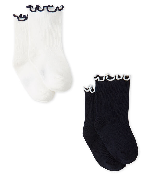 Set van 2 paar halfhoge sokken voor baby meisje multicouleur