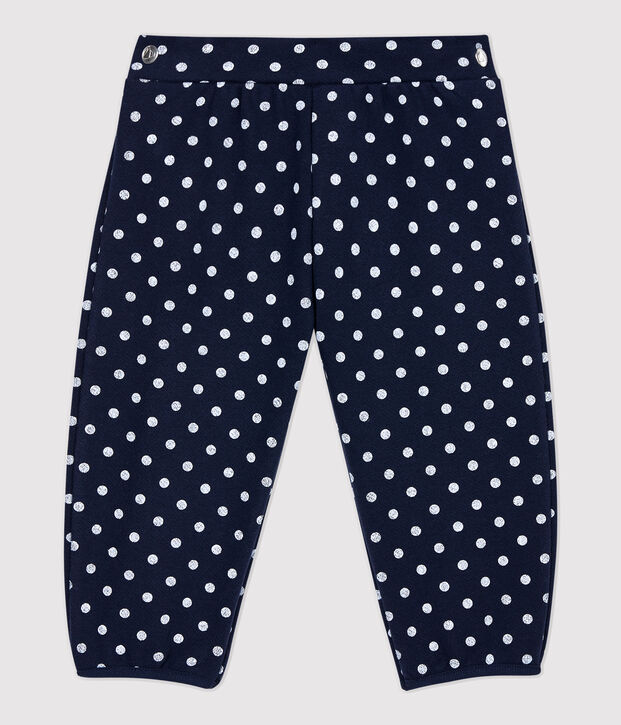 Molton broek voor baby's. blauw/wit