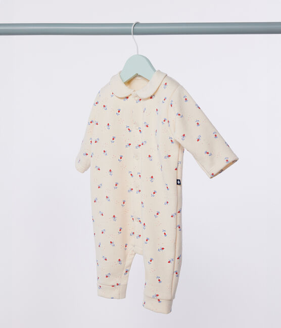 Katoenen babypakje met kraagje en bloemenprint wit AVALANCHE/ MULTICO
