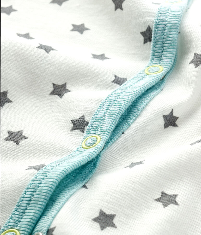 Slaappakje van ribstof babyjongen wit/grijs