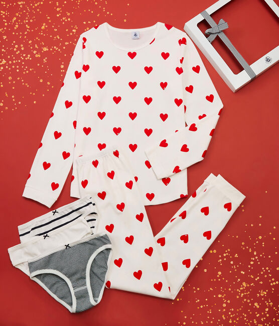 Set van 3 meisjesslips en een pijama in katoen variante 1