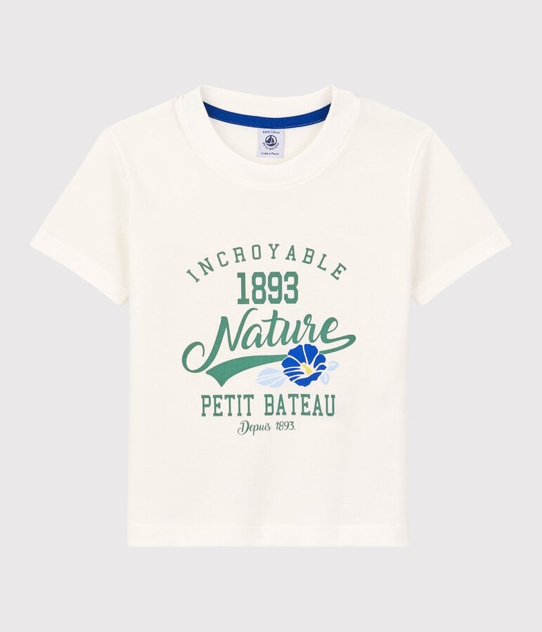 Tee-shirt manches courtes en jersey enfant gar&ccedil;on blanc