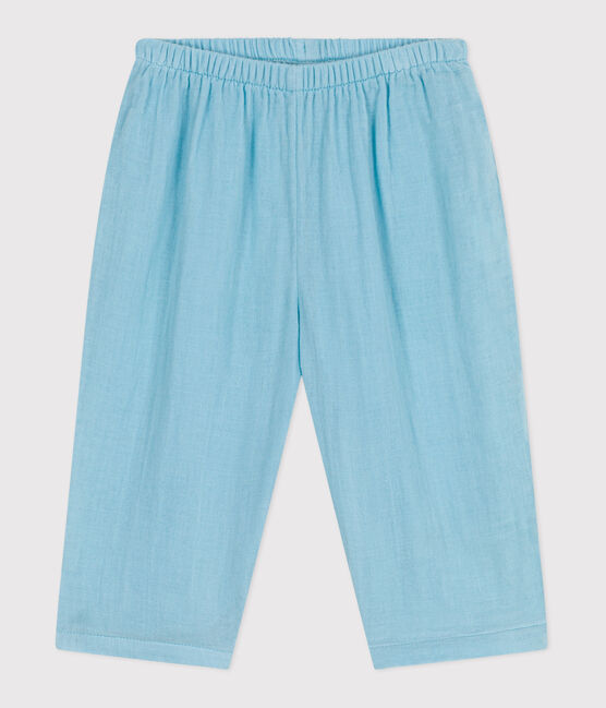 Babybroek van effen luchtig katoen blauw AQUATIC