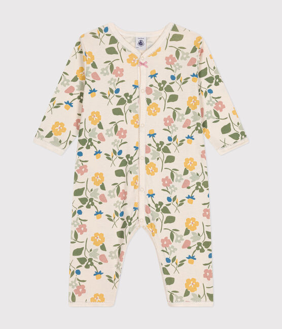 Pyjama sans pieds imprimé en coton motif fleurs bébé blanc AVALANCHE/ MULTICO