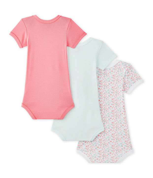 Set van 3 body's met korte mouwen voor babymeisjes wit