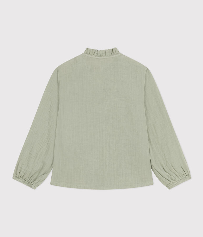 Blouse in katoenen gaas voor meisjes groen