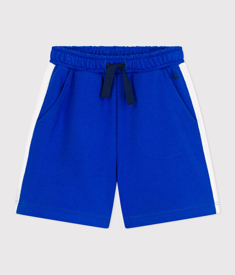 Bermuda short enfant en coton uni bleu