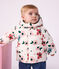 Donsjack van polyester met dierenprint voor baby's ecru/roze