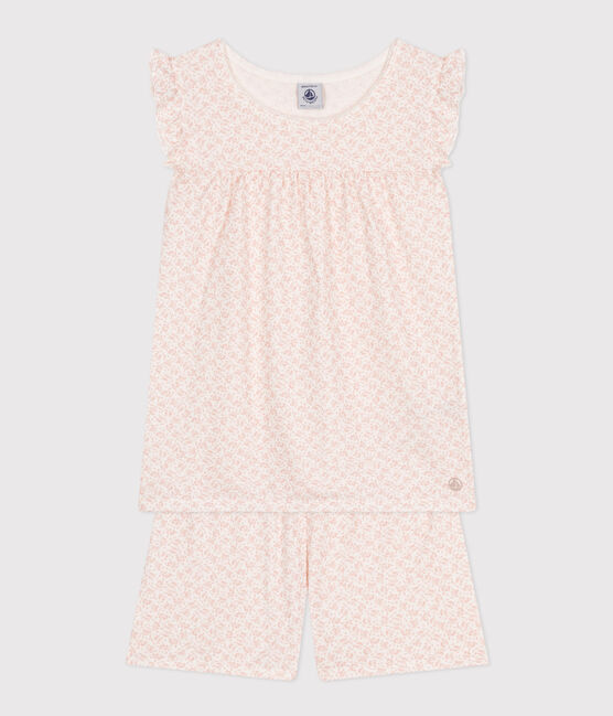 Katoenen pyjamashort met bloemenprint voor kinderen MARSHMALLOW/ PANTY