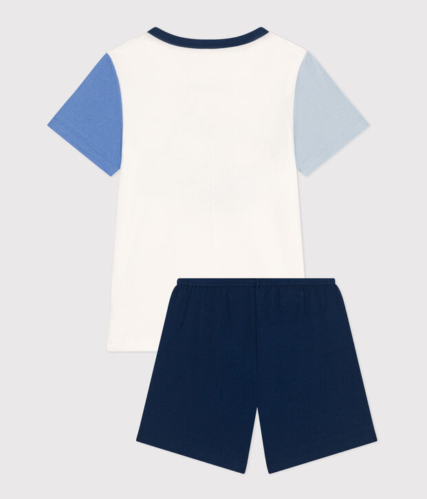 Effen korte pyjama van katoen voor kinderen blauw/multicouleur