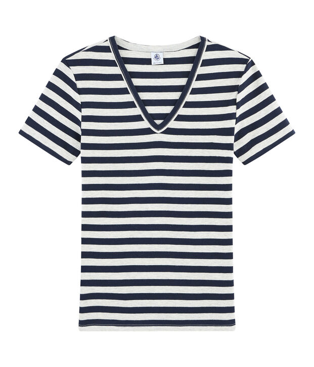 Iconisch damesshirt blauw/grijs