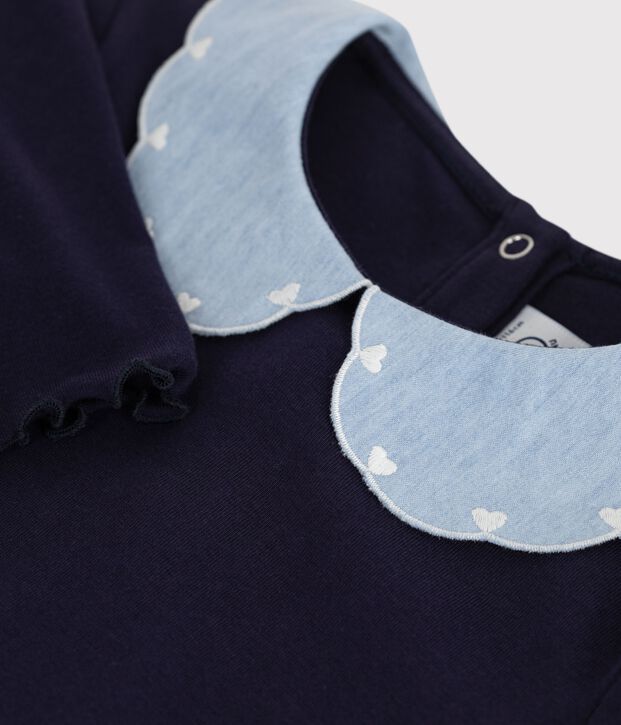 Katoenen kinderjurk met lange mouwen in twee materialen SOIR