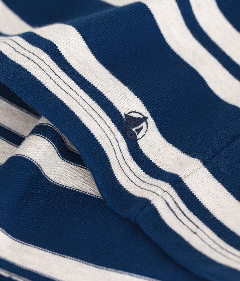 Robe manches longues en coton &eacute;pais enfant fille bleu/beige