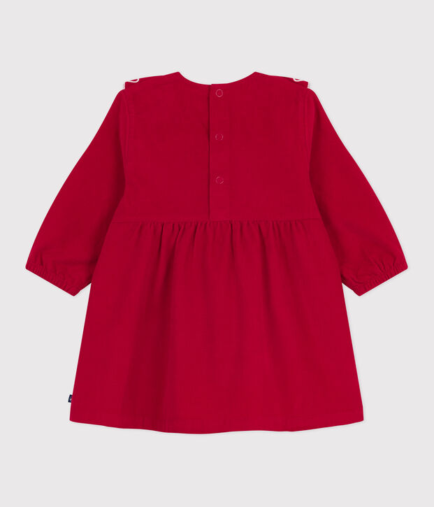 Effen babyjurkje van corduroy met lange mouwen rood