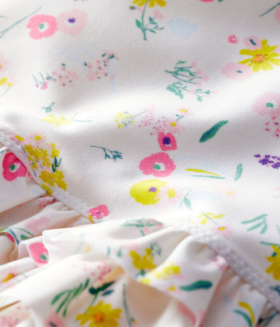 Maillot de bain 1 pièce écoresponsable bébé fille blanc MARSHMALLOW/blanc MULTICO