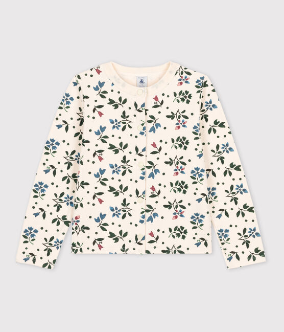 Cardigan imprimé en tubique enfant fille blanc AVALANCHE/ MULTICO