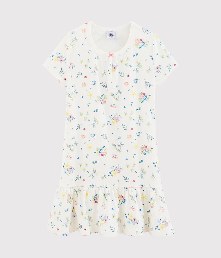 Chemise de nuit petite fille avec diad&egrave;me blanc MARSHMALLOW/blanc MULTICO