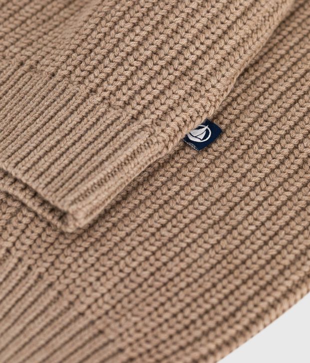 Effen cardigan van wol en katoen bruin