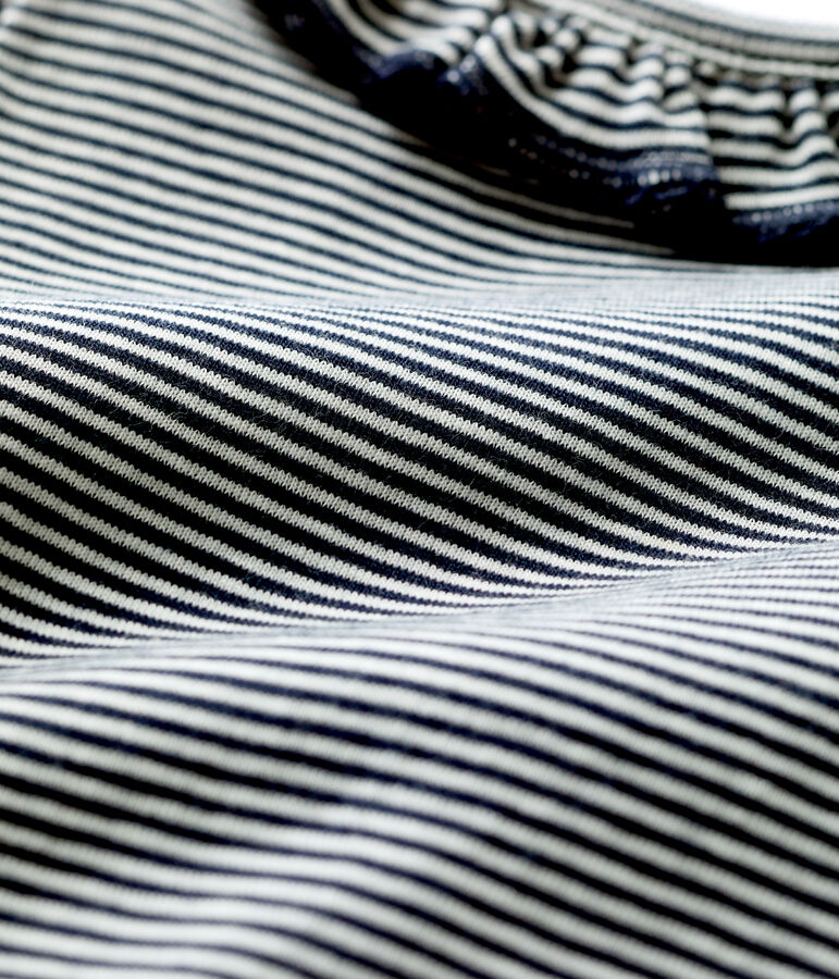 Body van biokatoen met 'milleraies'-streepjes en kraagje voor baby's blauw/wit