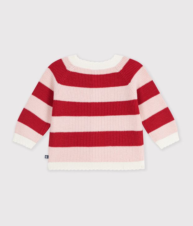 Cardigan b&eacute;b&eacute; en coton &agrave; rayures rose/rose
